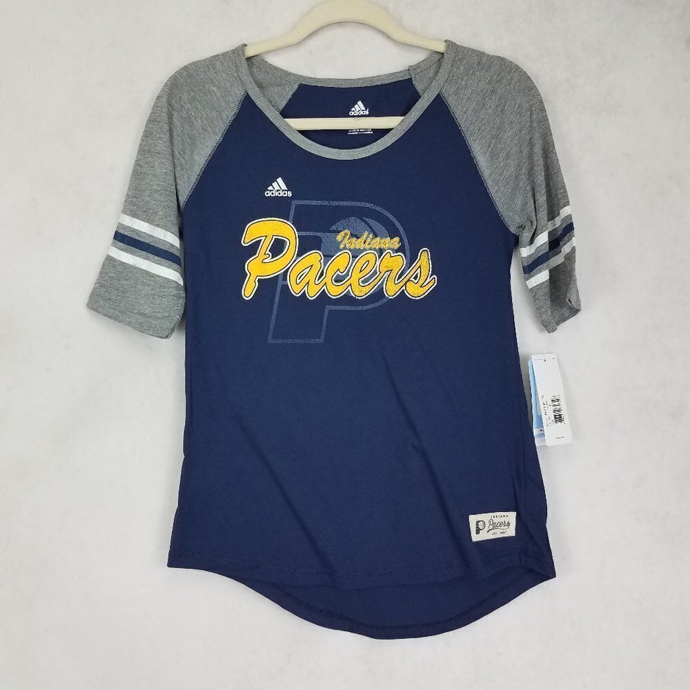 Adidas Indiana Pacers Top Tee 3/4 Sleeve Girls XL 18 T-shirt Basketball Athletic